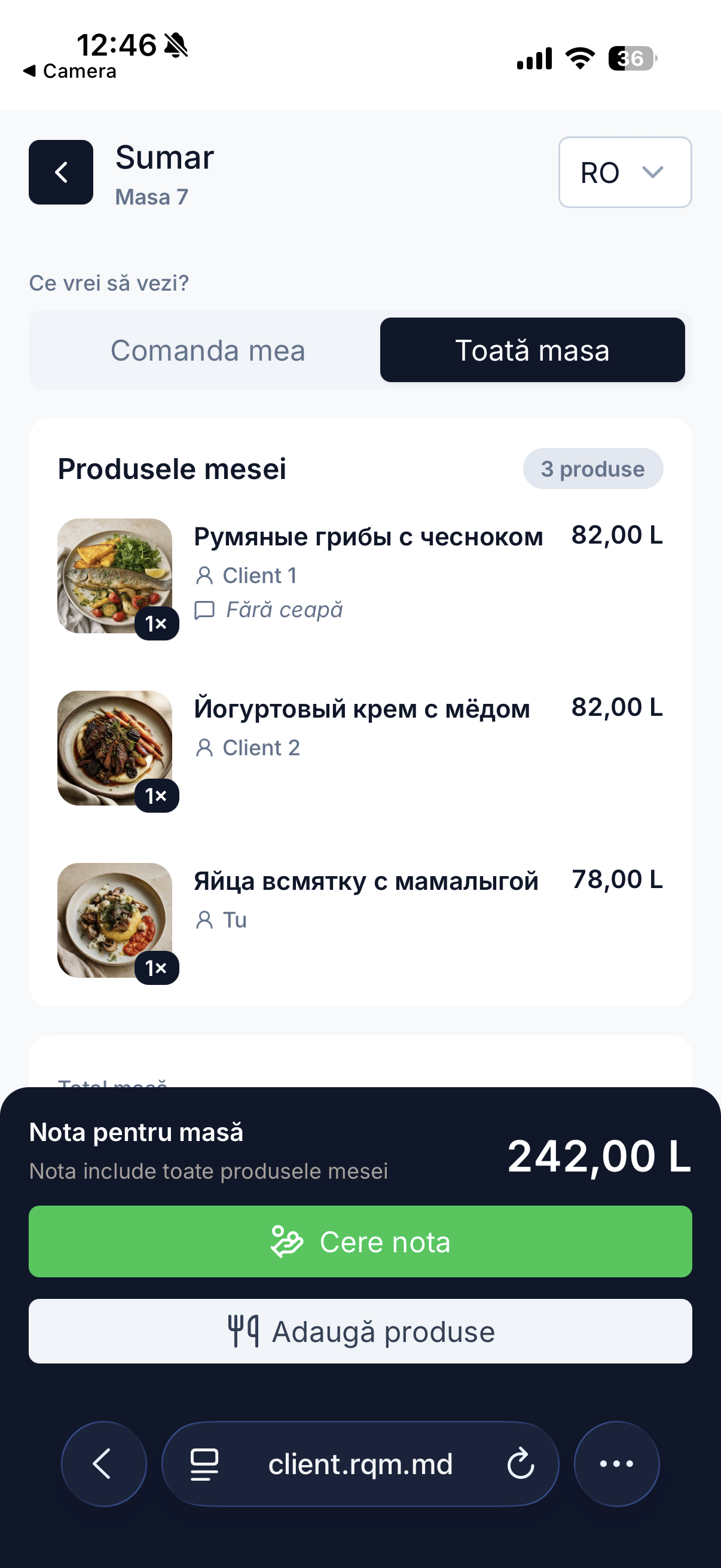 Solicitarea notei de plată în RQM